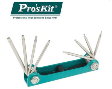 PRO’SKIT 8PCS FOLDING TAMPER-PROOF STAR KEY WRENCH SET (T5, T6, T7, T8, T9H, T10H, T15H, T20H) 8PK-021T