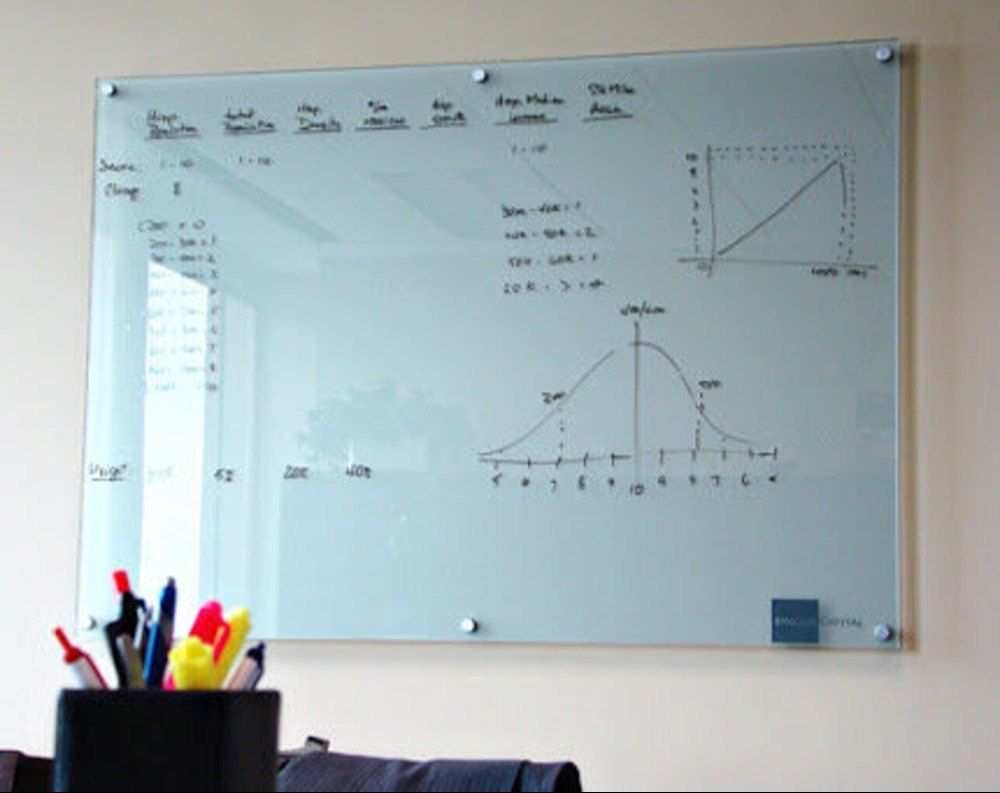 Glass White Board With Sticker Lining 4ft x 5ft (With Installation)
