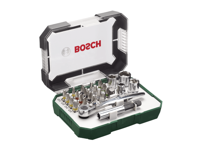 BOSCH SCREWDRIVER BIT SET 26 PIECES WITH RATCHET (2607017322)