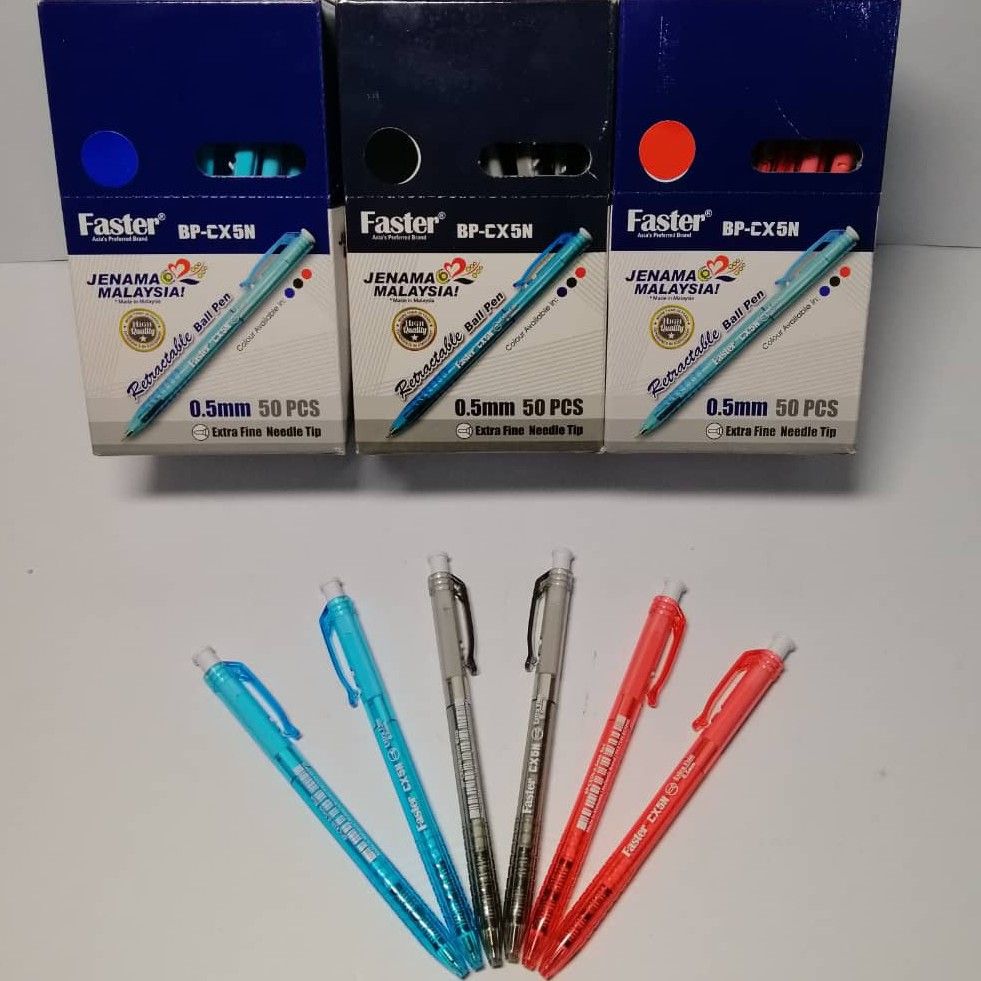 BALLPEN FASTER BP-CX5N 0.5MM RED 50PCS/BOX