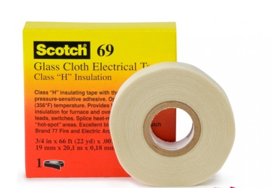 3M SCOTCH 69 GLASS CLOTH ELECTRICAL TAPE _CLASS ''H'' INSULATION / SIZE: (3/4? (19MM) X 66? FT)