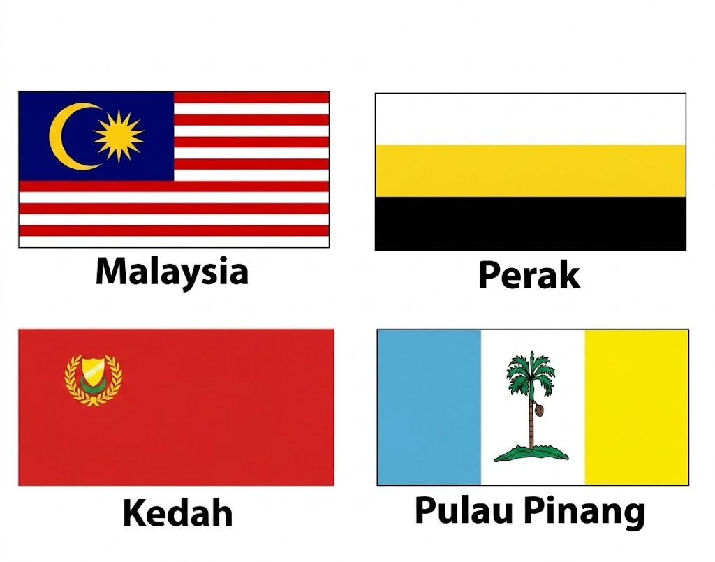 Malaysia Flag / Perak Flag / Kedah Flag / Pahang Flag 2 X 8 Perak Y-FLG-36-KK