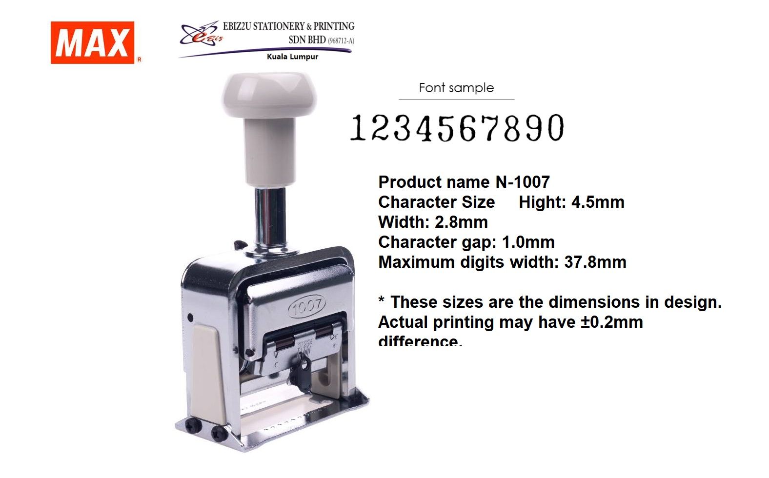 MAX N-1007 Numbering Machine 10 digits