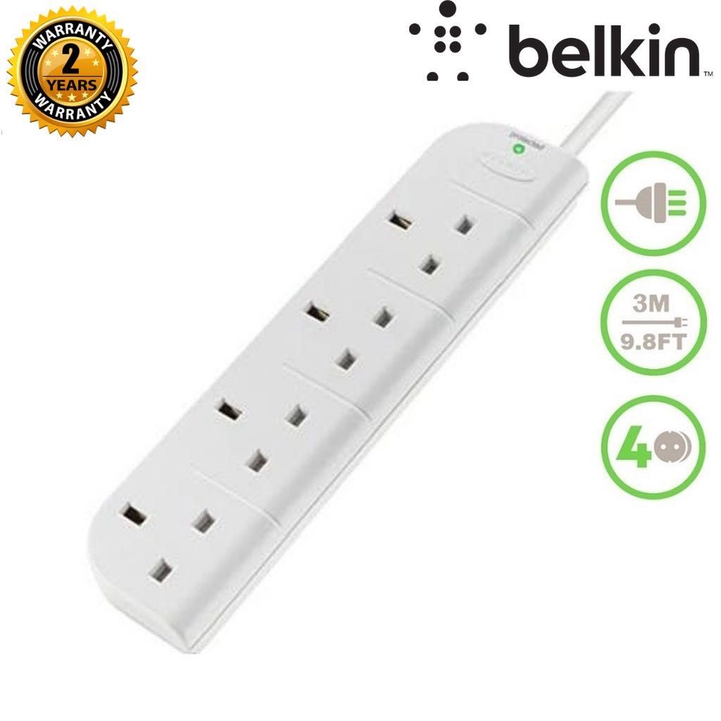 BELKIN 4-PLUGS SURGE PROTECTOR EXTENSION SOCKET 3M (F9E400SA3M)