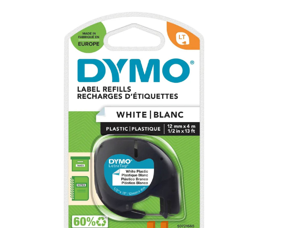 DYMO TAPE LETRATAG PAPER 12MM X 4M-WHITE