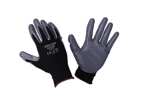 Proguard Black Nylon Shell Grey Nitrile Coated Glove (1 pair )