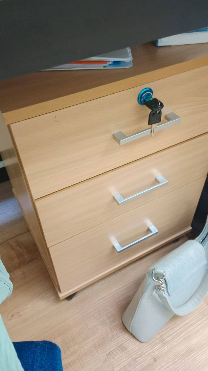 Light - Colored Wooden 3 - Drawer Office