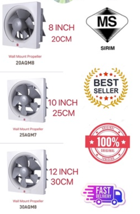KDK WALL EXHAUST FAN 8”/10”/12” (20AQM8-25AQM7-30AQM8) SIRIM