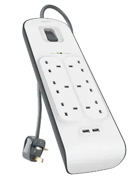 BELKIN 6 WAY SURGE+2.4A USB PROTECTION-2 METER BSV604sa2M