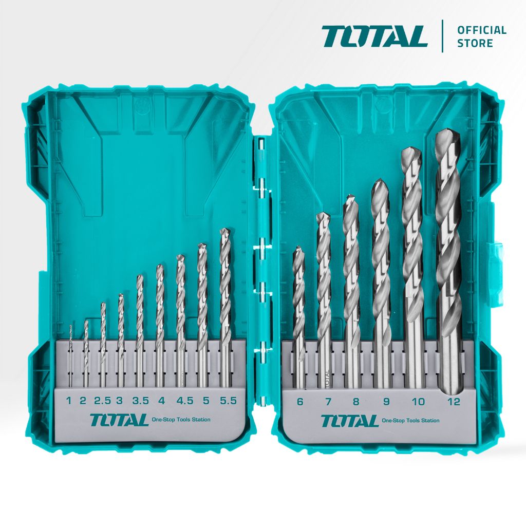 TOTAL 15 PCS HSS DRILL BITS SET (1MM - 12MM) T-TACSDL51502