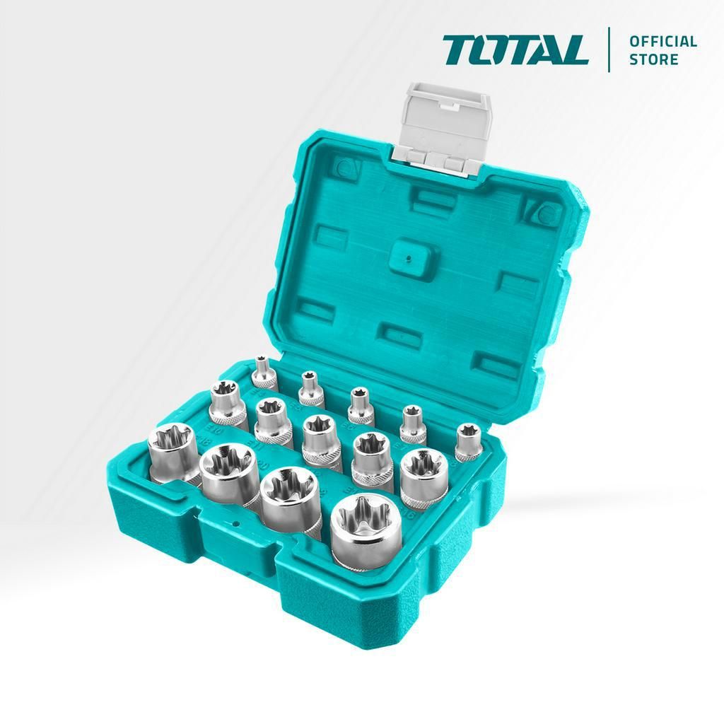 TOTAL STAR SOCKET SET E-TYPE TORX FOR EURO CAR RATCHET WRENCH (E4-E24/1/4"/3/8"/1/2"/14 PCS) THKTETS0114