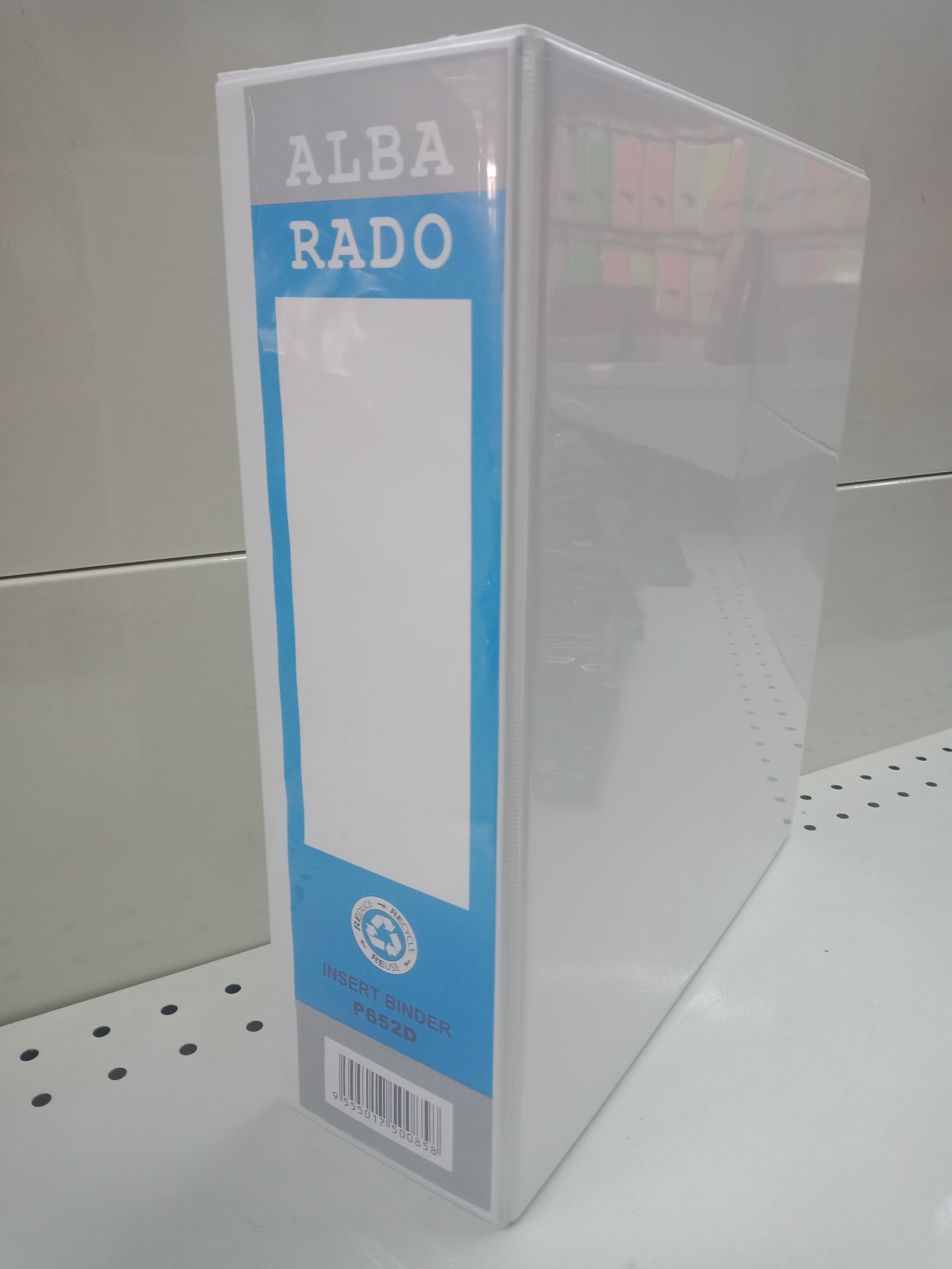 ALBA RADO 65MM 2D RING FILE PVC WHITE
