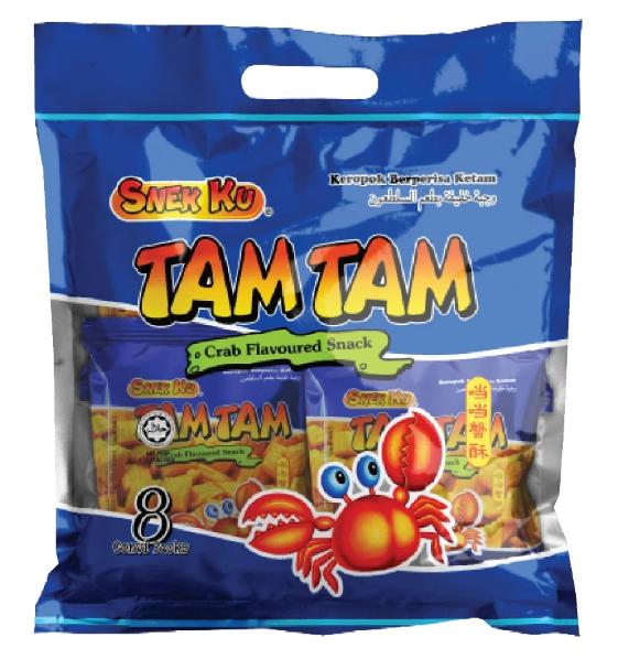 Snek Ku Tam Tam Crab Flavoured Snack (22g x 8 Packs)