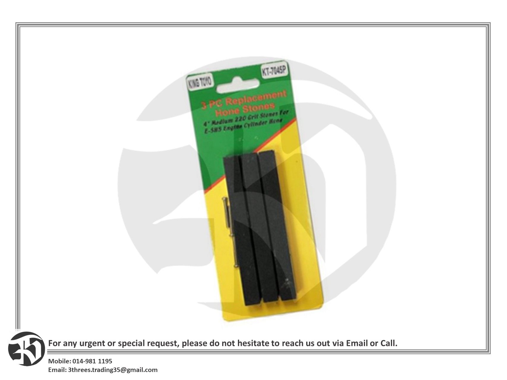 King Toyo Engine Cylinder Hone Blade (3pcs Replacement Hone Stone)