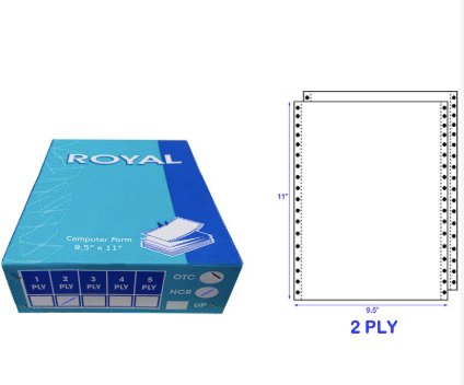 ROYAL 9.5" X 11" A4 2 PLY NCR BLANK COMPUTER FORM (500 FANS) (55GSM)