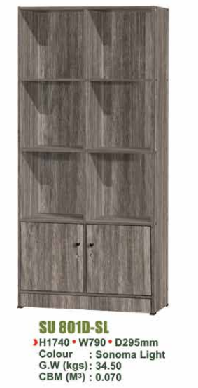 SU FILE CABINET WITH DOORS SU 801D - SL/N.OAK/WN
