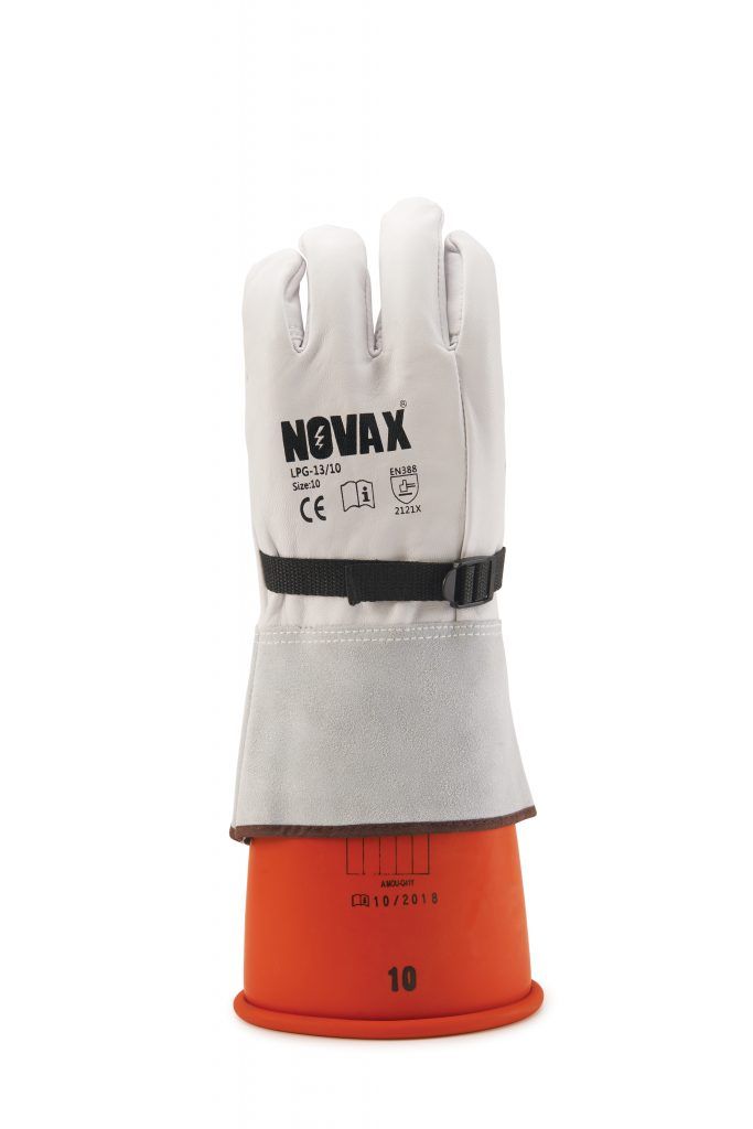 NOVAX 13鈥�White Leather Glove Protector for Electrical Insulation Rubber Gloves