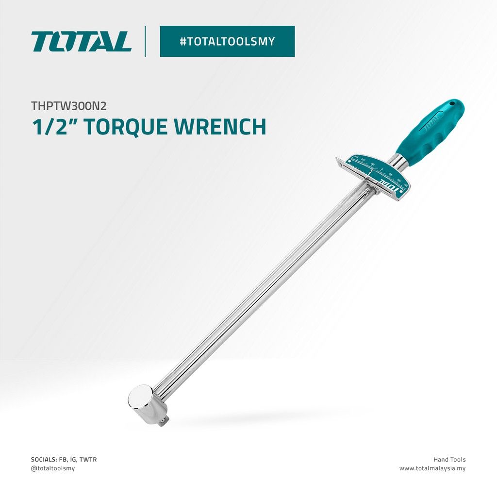 TOTAL TORQUE WRENCH BEAM STYLE FITTED WITH TORQUE SCALE (INDICATOR 0-300NM/1/2") THPTW300N2