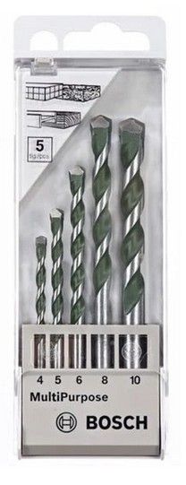 BOSCH Drill Bit Set - CYL 4 Multi Purpose Drill Set (5 pcs) / BOSCH Multi-Material # BOSCH Mata Tebuk # 4mm - 5mm - 6mm - 8mm - 10mm # Produk Germany # Code - 2608680798 # RS2284 ( KTT : 1 Set @ 5 Batang )