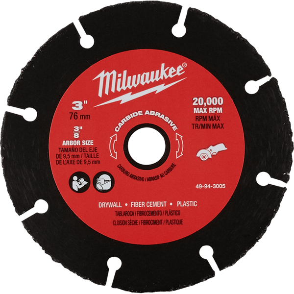 Milwaukee 3" (76mm x 10mm) Carbide Abrasive General Purpose Blade (For M12 FCOT) 4932-4647-16