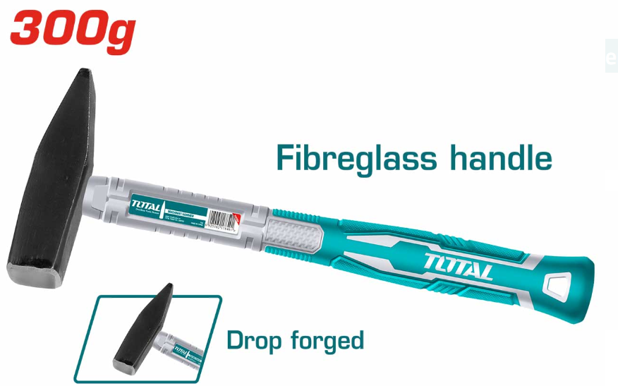 TOTAL MACHINIST HAMMER 300G FIBERGLASS HANDLE & DROP FORGED HAMMER HEADS - THTS71300