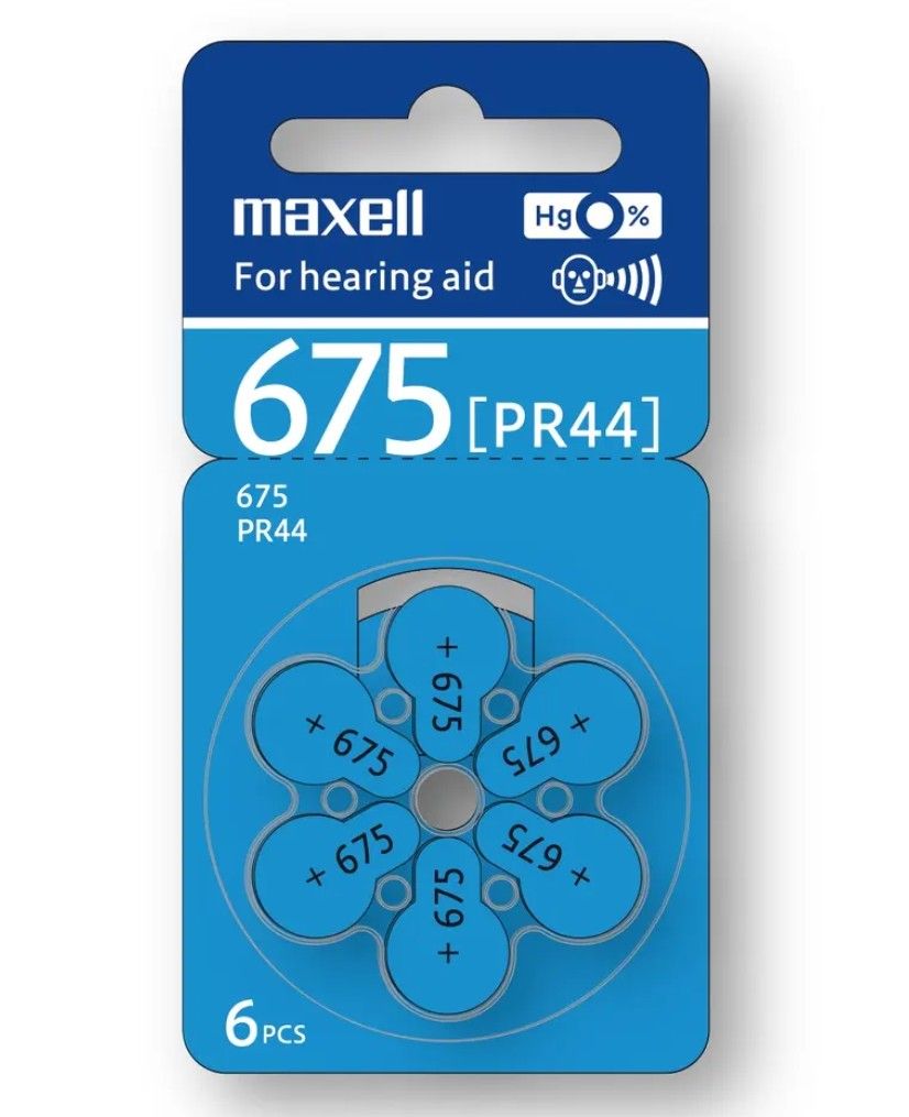 Maxell Hearing Aid Zinc-Air Battery (6pcs pack) PR44 (HA675)