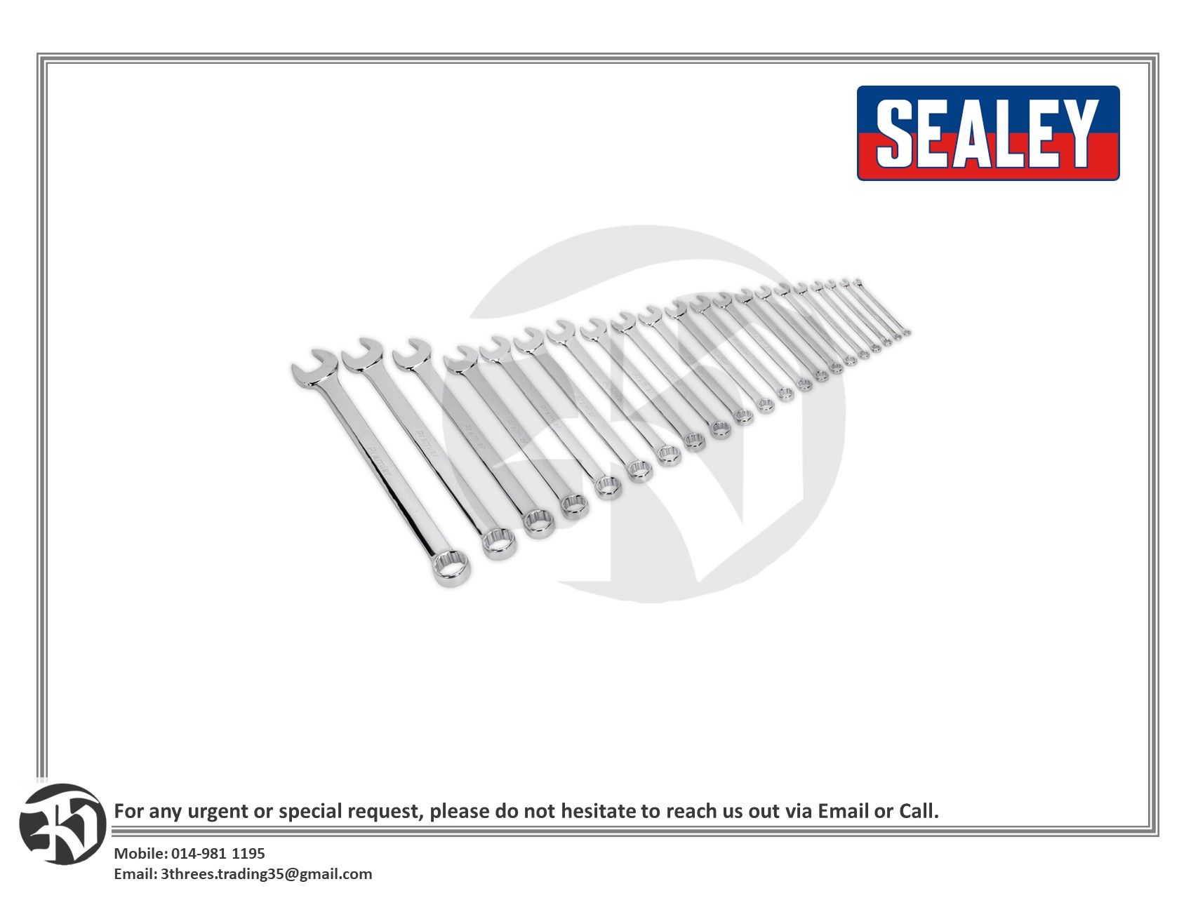 Sealey Jumbo Combination Spanner Set 21pcs