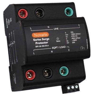Series surge protector, 1 Phase, 20A,100kA, 275VAC, Alarm contact SSP1-20-100-275-A
