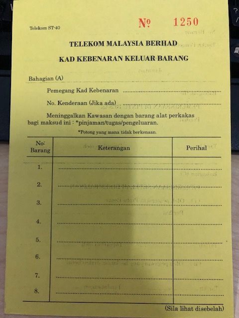 QP Kad Kebenaran Keluar Barang Custom Made