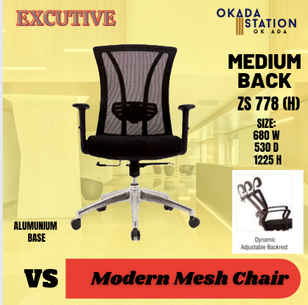 ERGONOMIC MEDIUM BACK MESH CHAIR -ALUMINUM LEG / ZS777(M) / MESH CHAIR / OFFICE CHAIR / KERUSI BERODA / ERGONOMIC OFFICE CHAIR