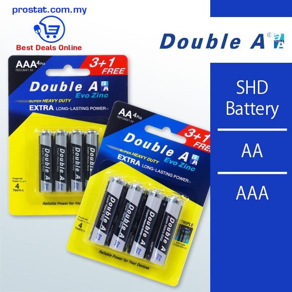 Double A Battery AA /AAA (4pcs/pack) Evo Zinc (Normal Power)