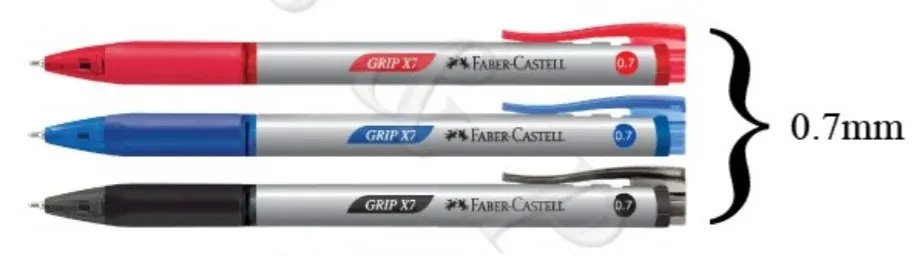 Faber Castell Grip X Ball Pen X7 (0.7mm), red, blue, black
