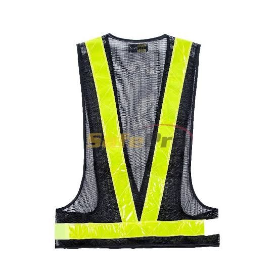 Reflector  Netting Safety Vest Black V Single Layer C/W 5 Reflector
