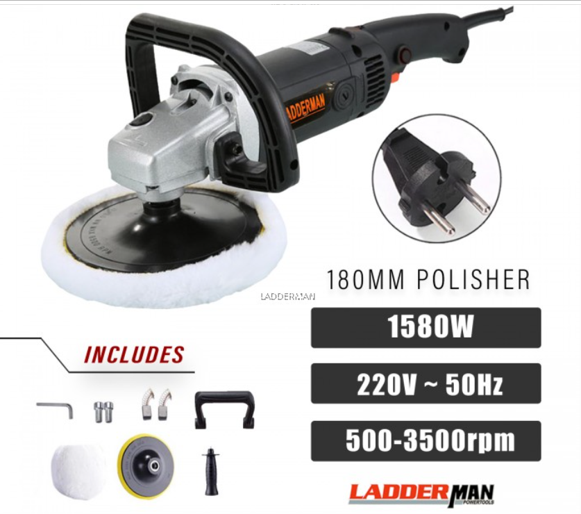 LDM-9667-BLACK LADDERMAN 1580W 180MM POLISHER POLISHING ELECTRIC POLISHING BUFFER MACHINE FLOOR POLISHER SANDER 200V