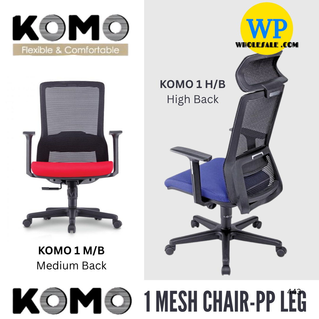 CLASSIC CHAIR KOMO 1 ERGONOMIC MESH CHAIR - ALL SIZE / MESH SERIES / OFFICE CONFERENCE CHAIR / OFFICE SWIVEL CHAIR / ERGONOMIC CHAIR / EXECUTIVE CHAIR / DIRECTOR CHAIR / OFFICE CHAIR / MESH CHAIR / PP BASE / KOMO 1