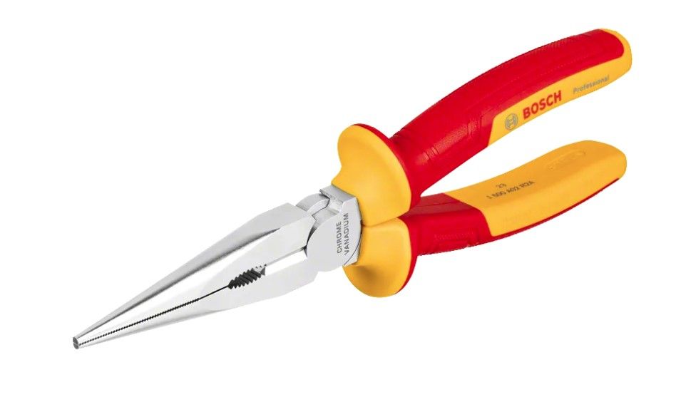 BOSCH VDE LONG NOSE PLIER STRAIGHT 200MM PROFESSIONAL (1600A02NE3)