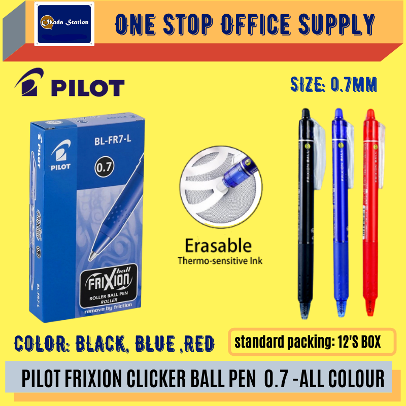 PILOT FRIXION CLICKER BALL PEN 0.7-ALL COLOUR / Pilot / Frixion Clicker / Ball Pen / 0.7mm / Pilot Ball Pen / Erasable Pen / Pilot Frixon Clicker Ball Pen