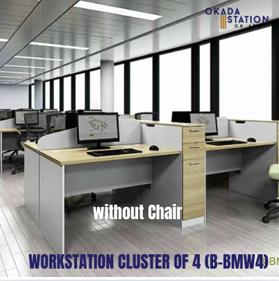 VS WORKSTATION SET CLUSTER OF 4 (B-BMW 4-SET) / SIZE: 1800MM / WORKSTATION / OFFICE DESK SET / CLUSTER OF 4 / 4 SEAT / INCLUDED FIT SIDE DRAWERS / TABLE SIDE DRAWER