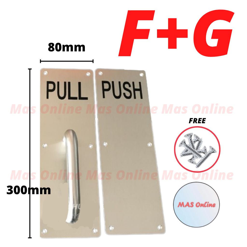 KAIZEN 201 / 304 Stainless Steel Door Pull & Push with Handle Set (SET 8x30 (F + G)
