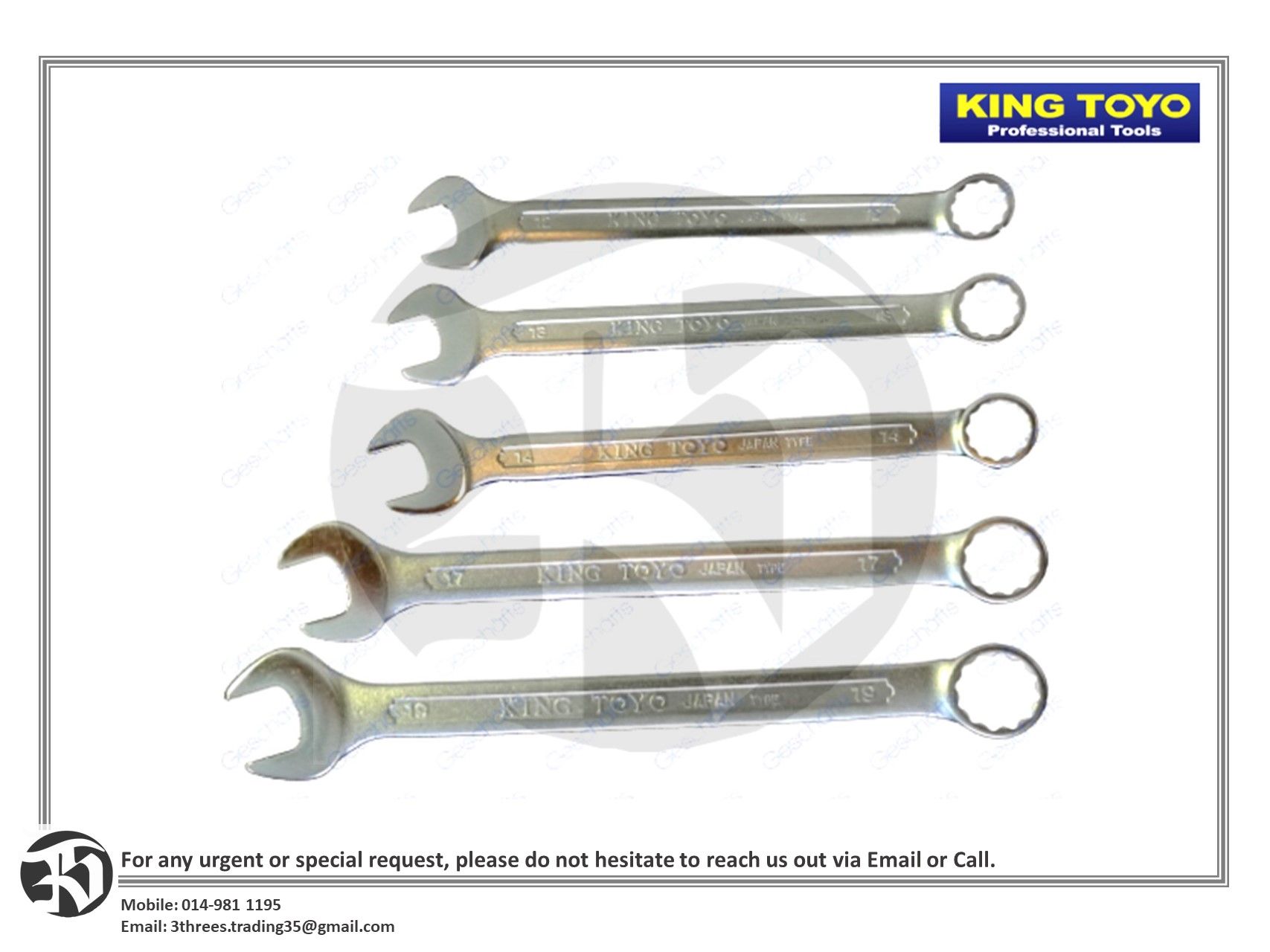 Combination Wrench / Spanner Size 18-30mm