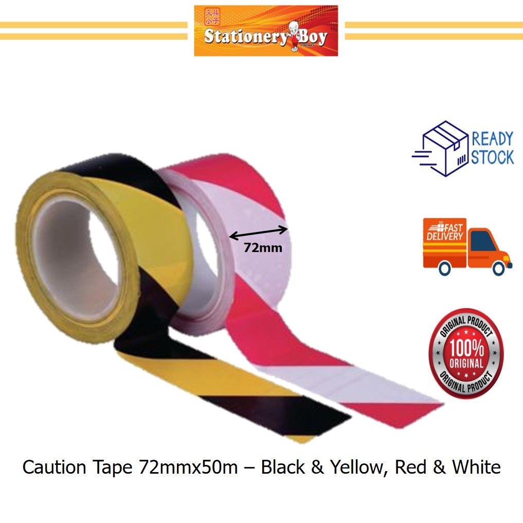 Caution Tape 72mmx50m / Pita Awas - Yellow & Black, Red & White
