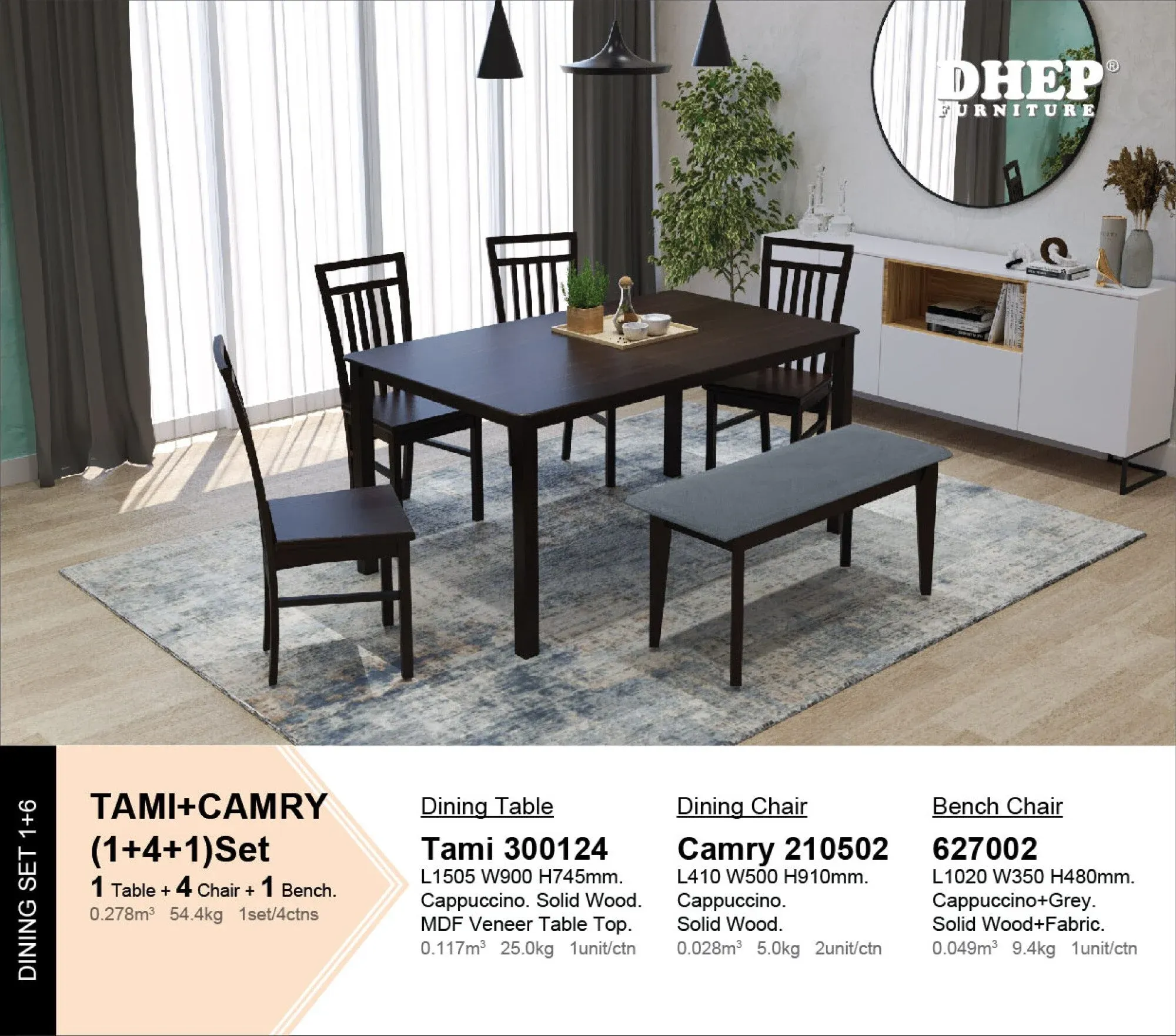 DINING TABLE SET + 6 CHAIRS / 6'S DINING SET / MEJA MAKAN / DINING SET