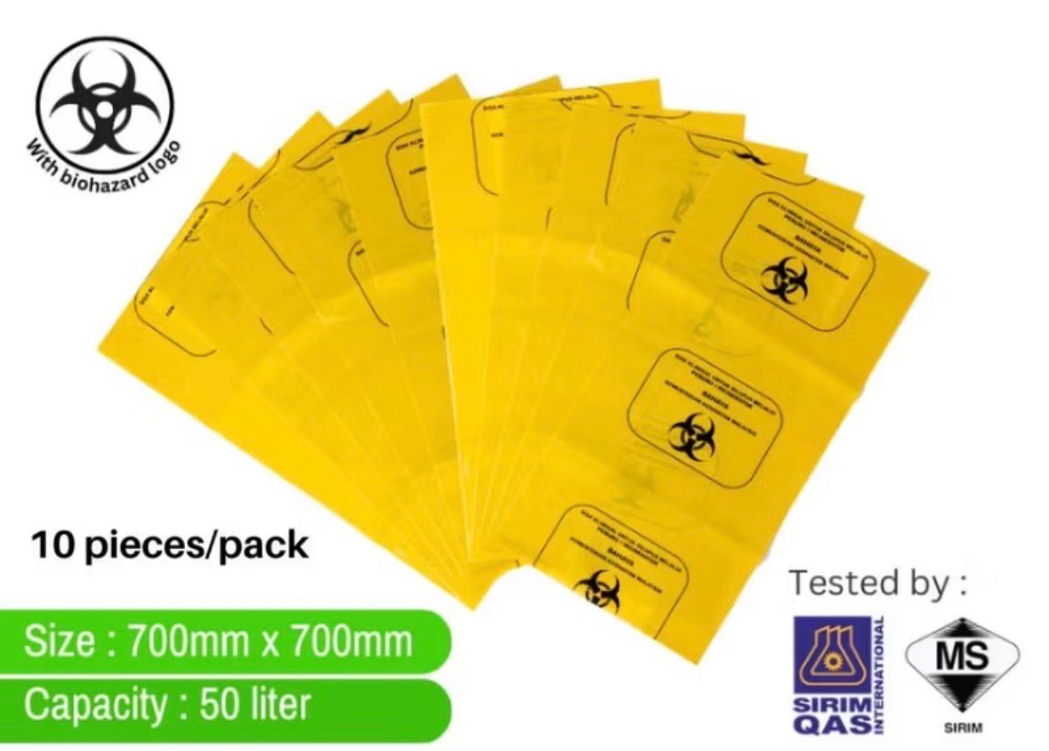 Biohazard Clinical Medical Waste Yellow Bag 50Liter [10 pcs]