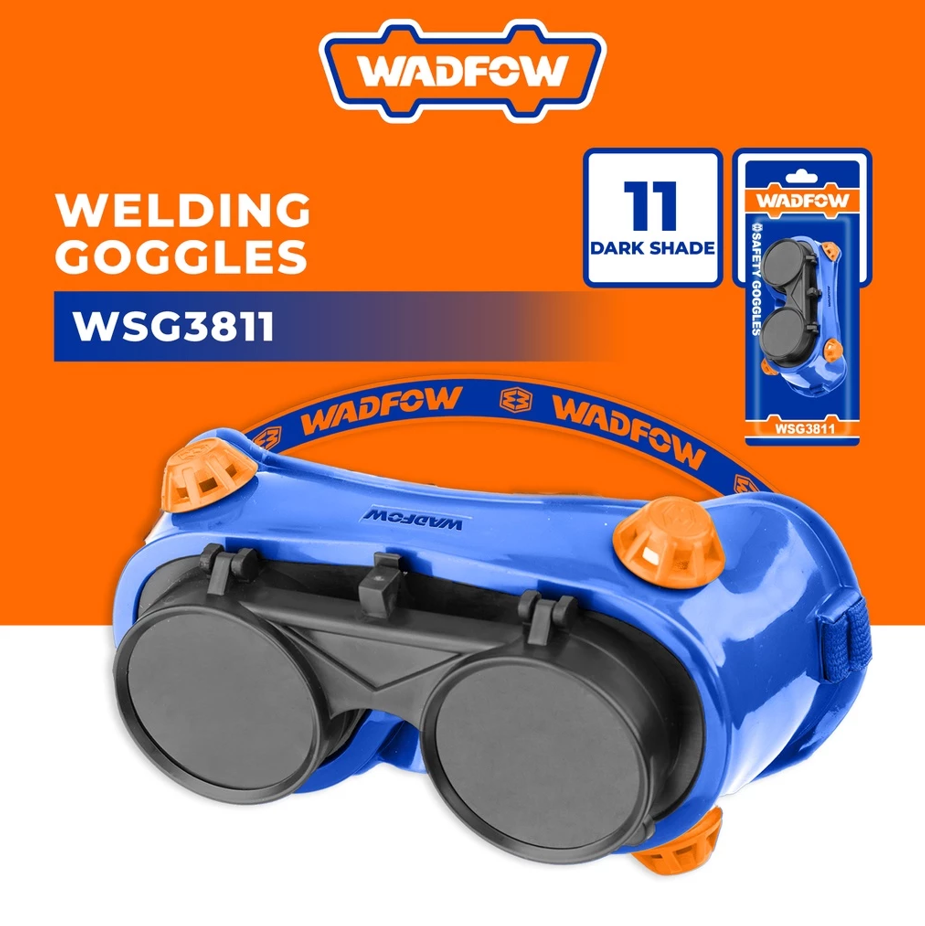 WADFOW WELDING GOGGLES DARK SHADE 11 FLIP DESIGN WITH LOCKING POSITIONING & CLEAR INNER LENS (WSG3811)