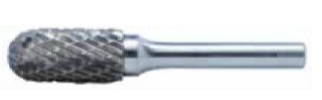 Temo General Series Carbide Burr - 8mm Shank C1225 Shank Double Cut TiN Coated Cylindrical Ball Nose