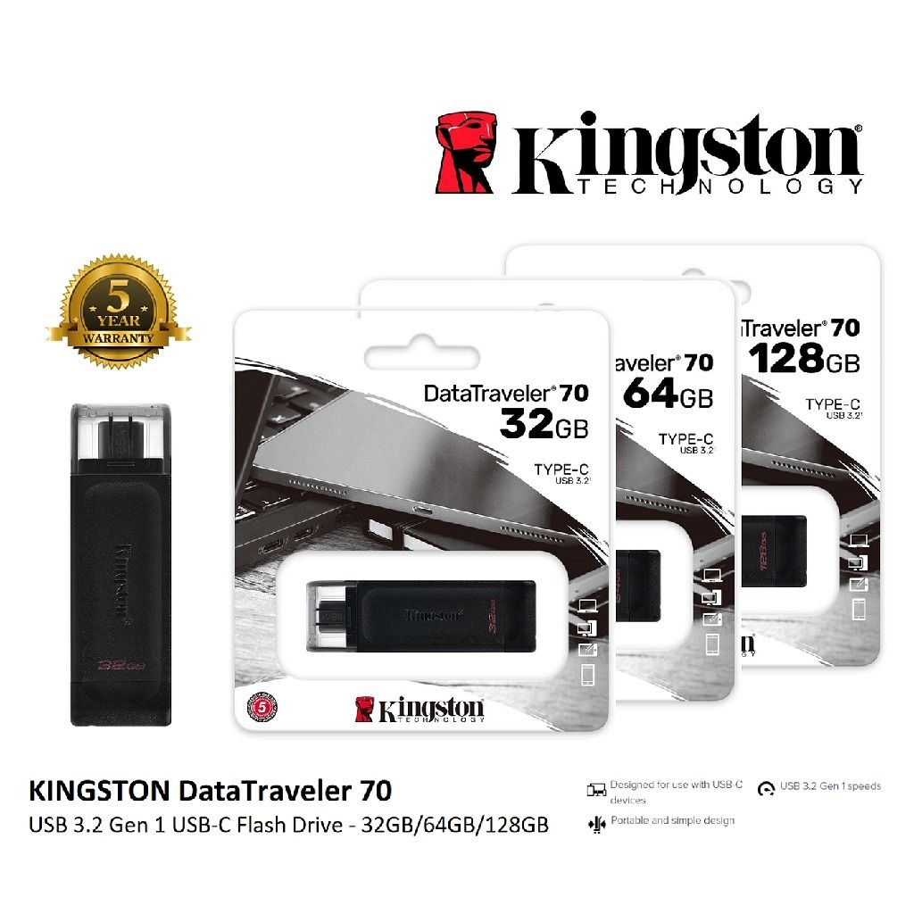 Genuine Malaysia Kingston Warranty - KINGSTON USB3.2 DT 70 TYPE C 64GB DT70/64GB
