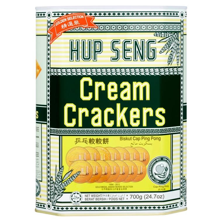 CAP PING PONG HUP SENG GOLDEN SELECTION CREAM CRACKERS 700G (TIN)
