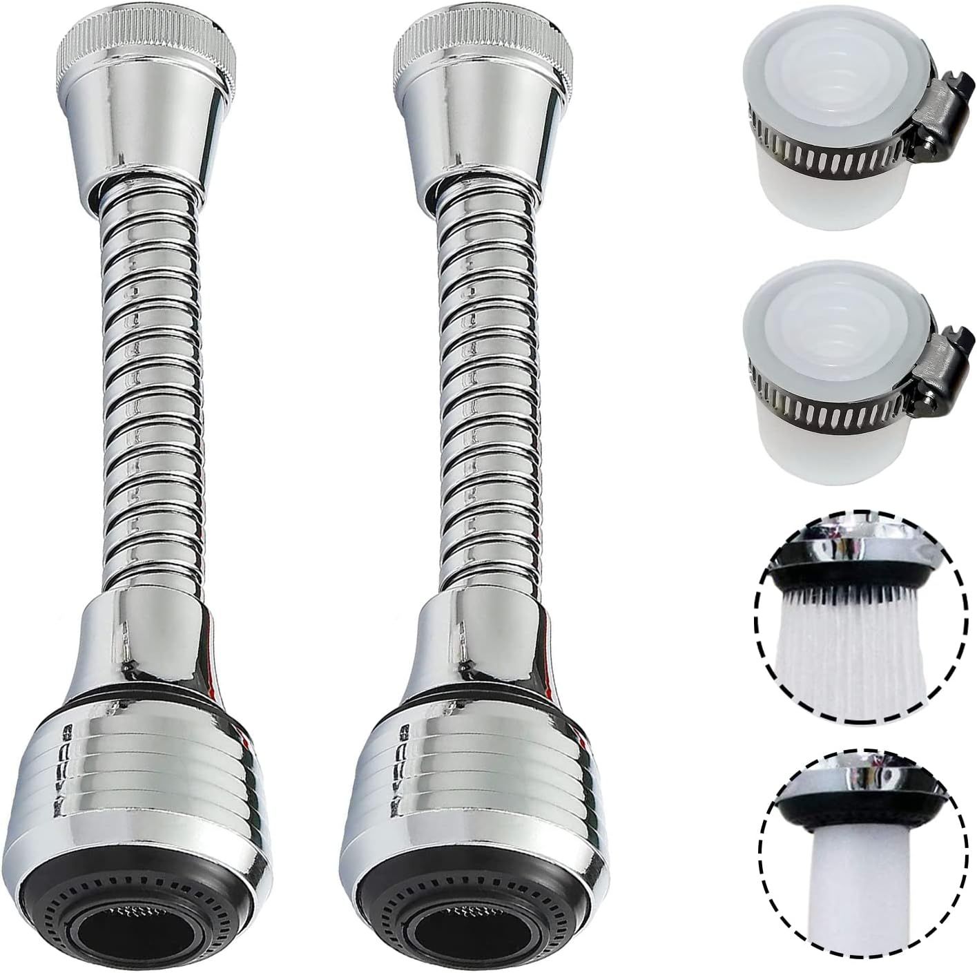 360 Adjustable Flexible Kitchen Faucet Tap Extender Splash-Proof Water Outlet Head Water Saving Sprayer Filter Diffuser