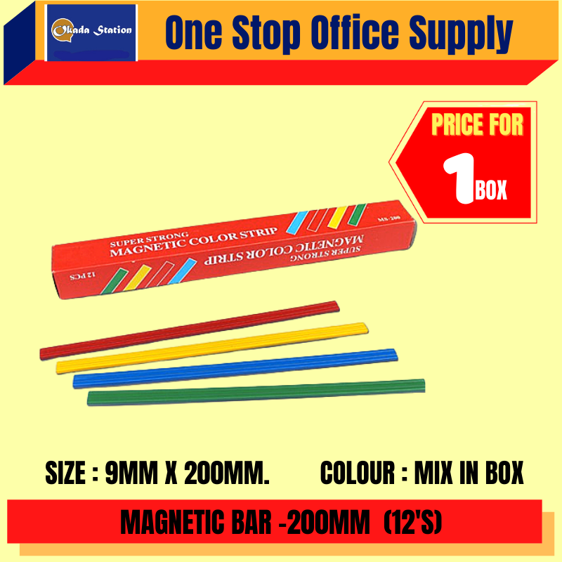 MAGNETIC BAR 9MM X 200MM -12 PCS / BOX/ MAGNETIC STRIP / MAGNETIC / BATANG MAGNET