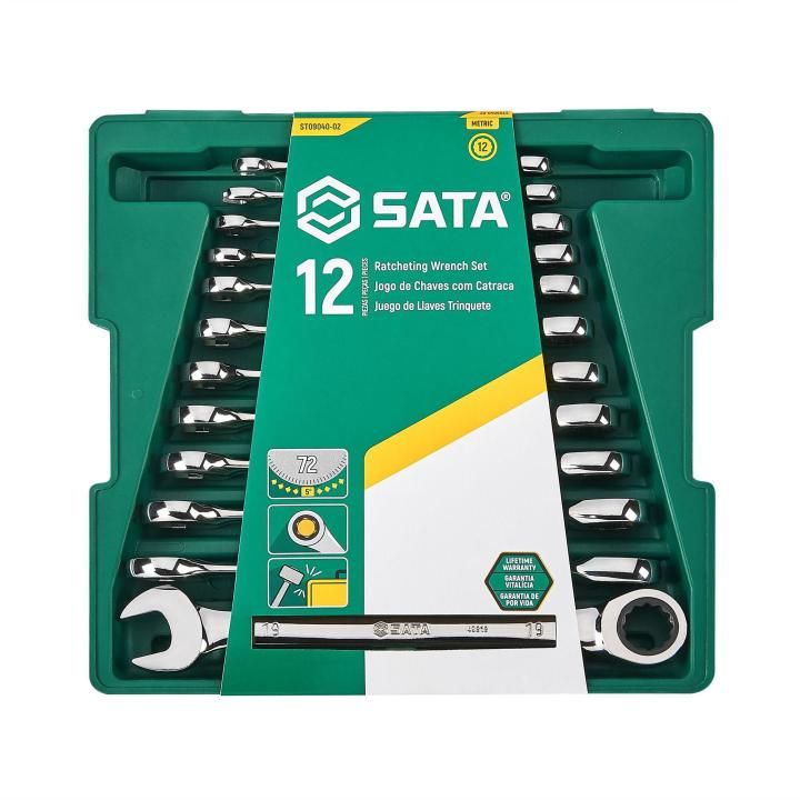 Sata 12PC COMBINATION DOUBLE RATCHETING WRENCH SET (MET